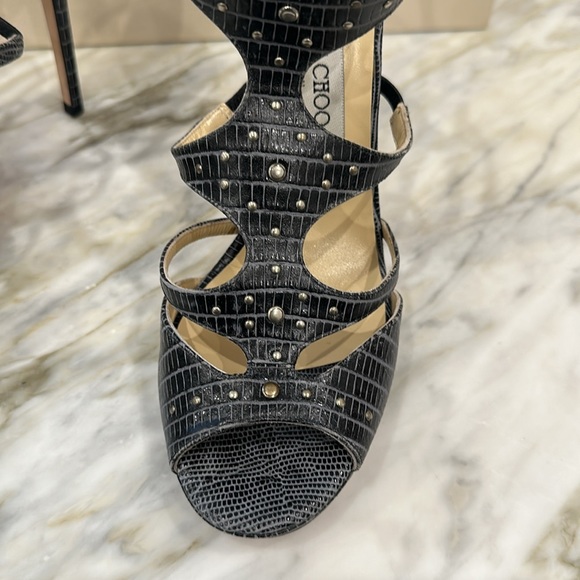 JIMMY CHOO LIZARD PRINT CHARCOAL 9 1/2 - Picture 3 of 7